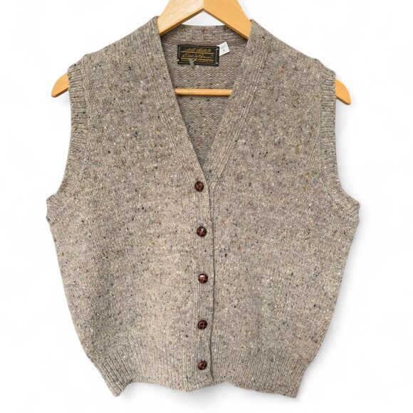 Eddie Bauer Jackets & Blazers - Vintage Eddie Bauer Wool Tweed Sweater Vest Speckled Knit size L